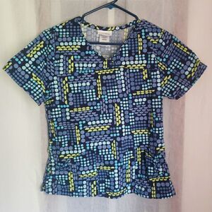 Scrubstar Scrub Top Polka Dots Scrubs Medical Vet Dental Women's XS